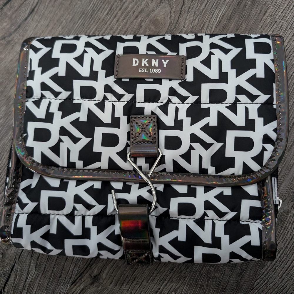 DKNY Puffer Roll Cosmetic Bag, Travel Make up Bag Waterproof Lightweight black